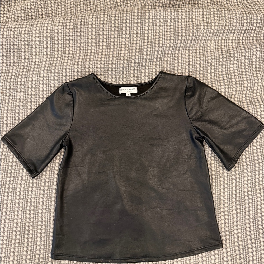 Black Faux Leather Top